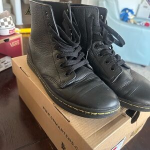 Black Leather Boots with Durable Sole doc marten women size 8